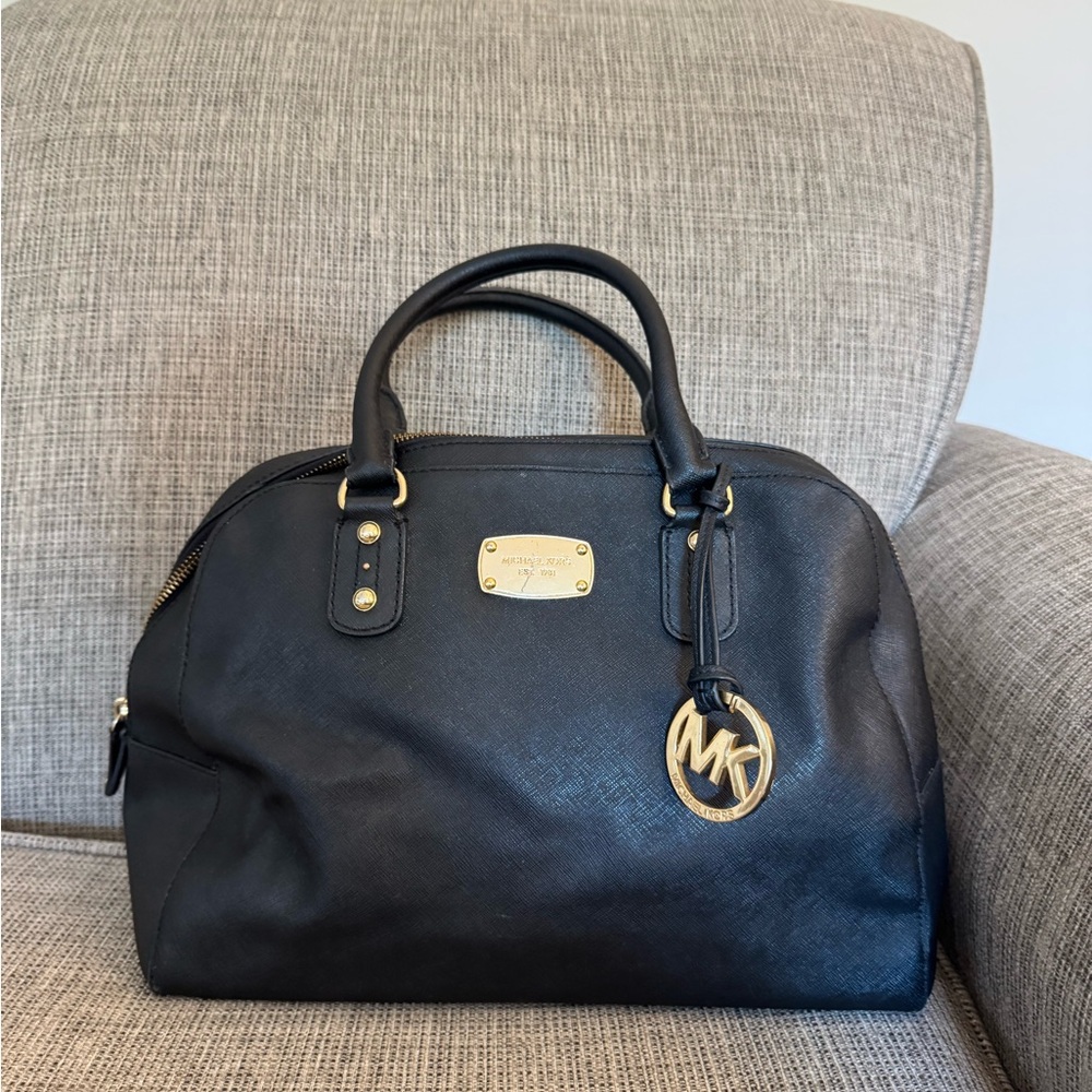Michael Kors Black Satchel with Gold Accents